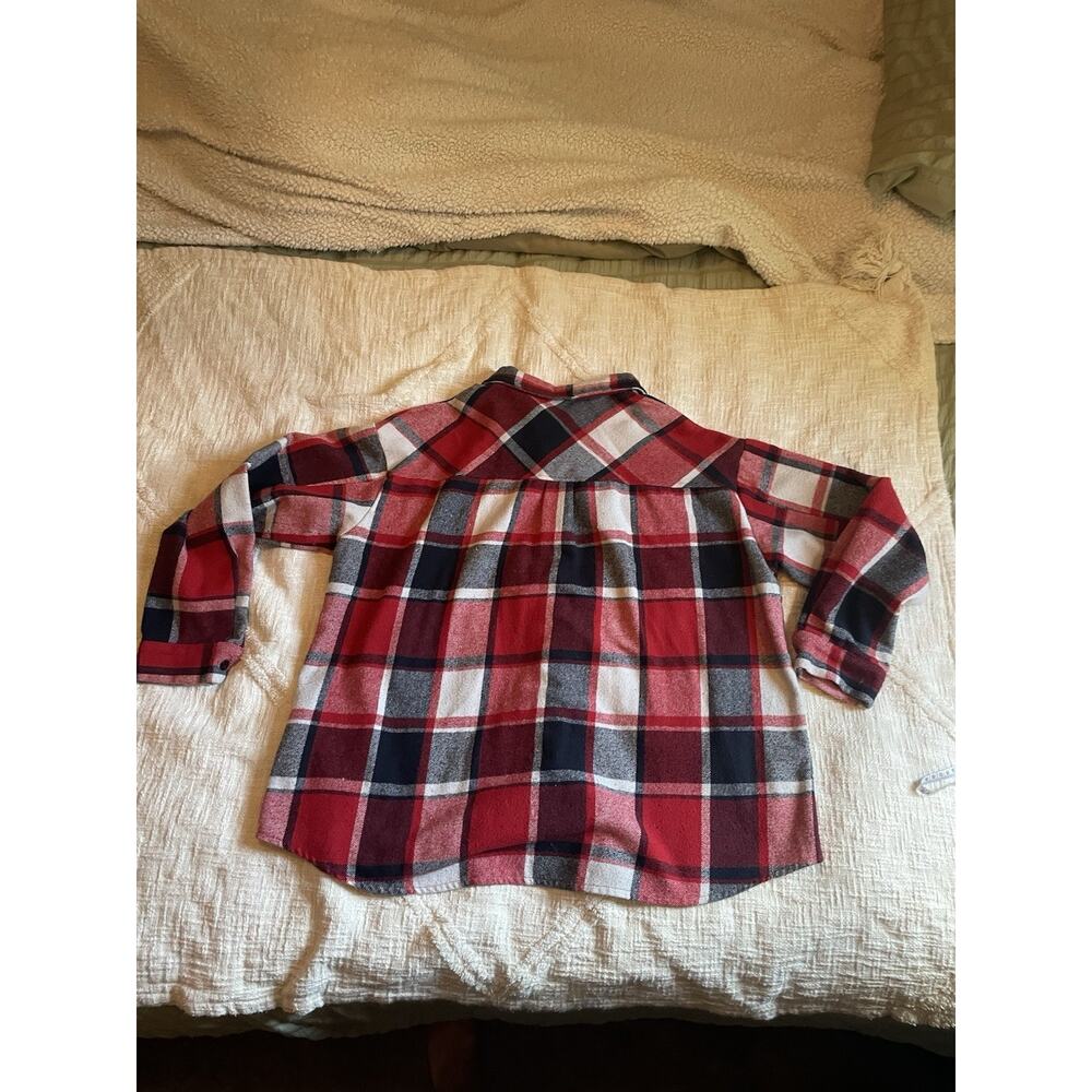 Automet Women Fall Plaid Flannel Shacket Jacket Oversized Long Sleeve Shirt 2 XL - Picture 3 of 4